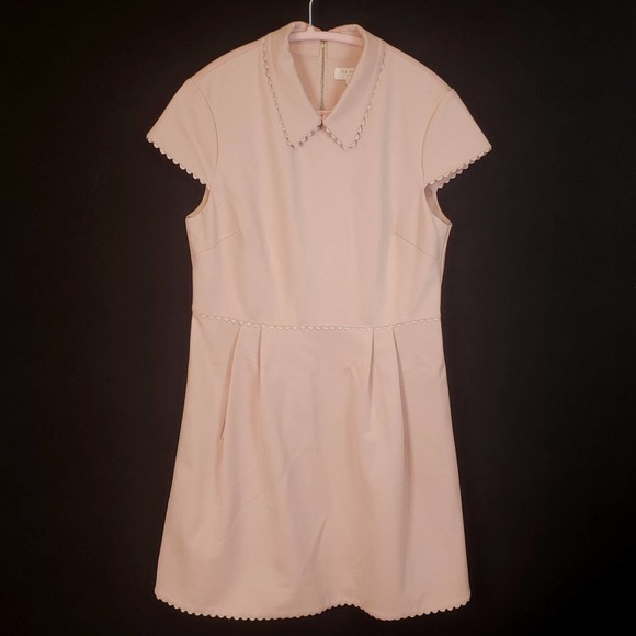 TED BAKER BLUSH CAP SLEEVE PETER PAN COLLAR STRETCH DRESS - Picture 9 of 9